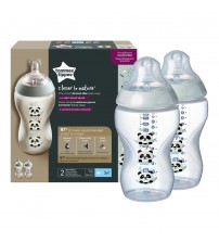 Biberon Tommee Tippee Closer to Nature, 340 ml, PP, Ursuleti Panda, 3 luni +, 2 buc